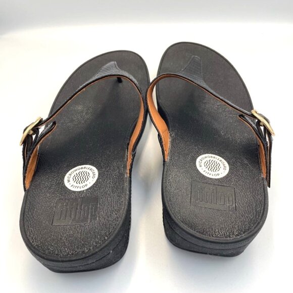 FitFlop Black Thong Sandals Flip-Flops Women's Sz 9 Adjustable Buckle - Picture 5 of 8
